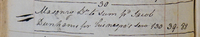 Record of payment to Jacob Dunham, $39.88 for his negro&#039;s services doing masonry (Old Queens Building construction, entry 130)